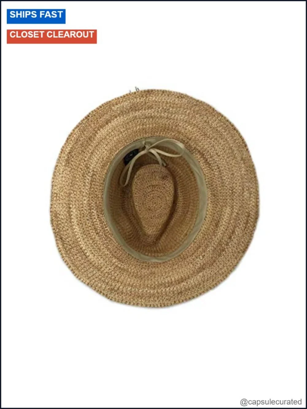 Women's Natural Raffia Wide Brim Sun Fedora Hat with Adjustable Drawstring